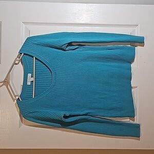 Merona Blue Green Scoop Neck Sweater Size L